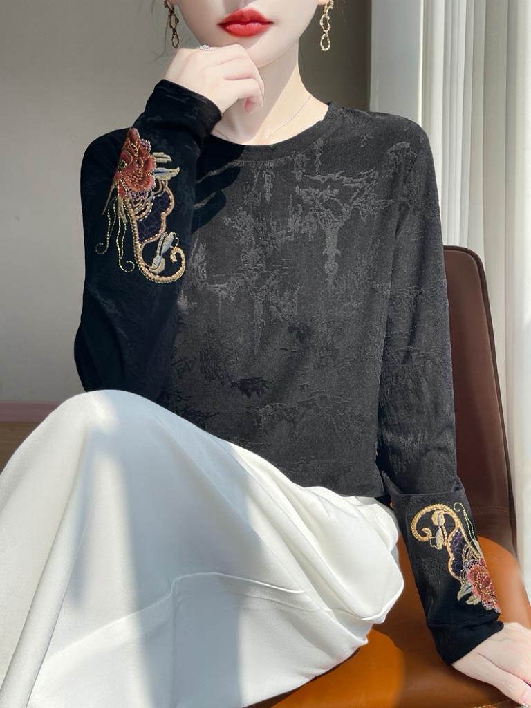 Ethnic Fashion Wear - Nowa chińska bluzka z okrągłym dekoltem,