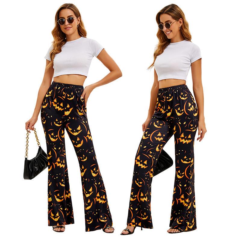 Ethnic Wear Fashion Brand - Spodnie damskie z nadrukiem nietoperzy i